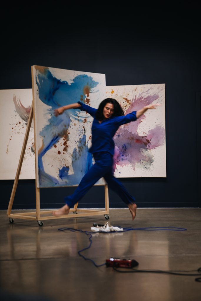 Mitsu Salmon performs a preview of her full dance at the Kimball Art Center in Park City. 